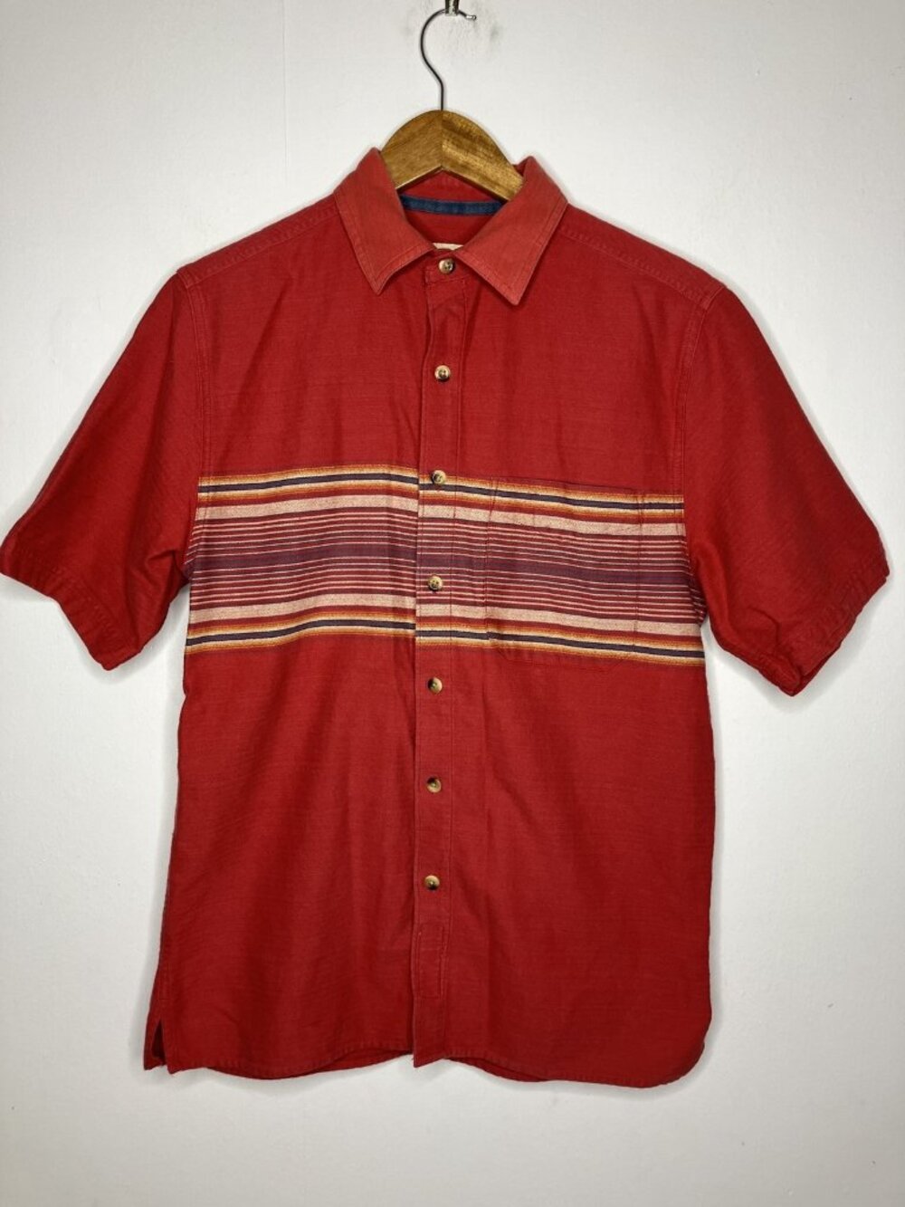 The Territory Ahead Men's Red Striped Casual Button Down Shirt Short Sleeve